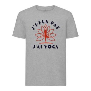 T-SHIRT T-shirt Homme Col Rond Gris J'Peux Pas J'ai Yoga M