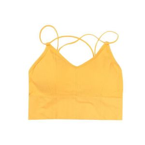 Brassière Brassiere (Lingerie) Nouveau soutien-gorge à bretelles pour femmes sans anneau en acier sous-vêtements de sport Nylon Jaune