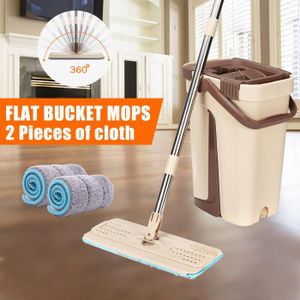 Balai-serpillière et Seau Vadrouille rotative vadrouille Humide et sèche Outil de Nettoyage de Seau for vadrouille sèche Automatique à Deux Mains en Acier Inoxydable 