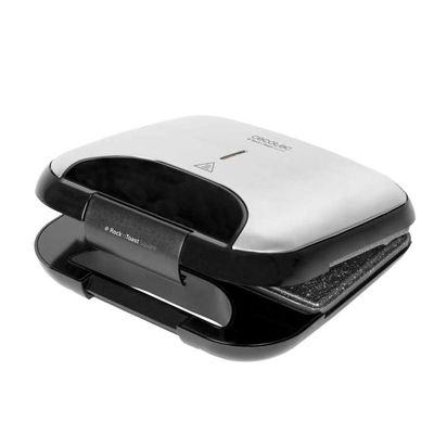 Cecotec Appareil à Sandwichs Rock'n Toast Squared. Revêtement anti-adhérent RockStone, Capacité pour 2 sandwichs, Surface en carrées, Poignée tact froid, 750 W