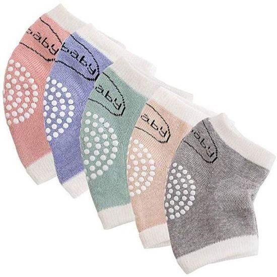 Genouillères & Chaussettes Bébé 4 Paires - Coton Doux Antidérapant - Pour Bébé 0-12 Mois Qui Rampent - Motifs Animaux Mignons - 8