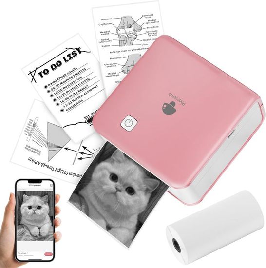 Phomemo M02 Pro – Mini Imprimante Thermique Bluetooth 300 Dpi – Portable Pour Téléphone – Idéale Journal, Stickers, Déco