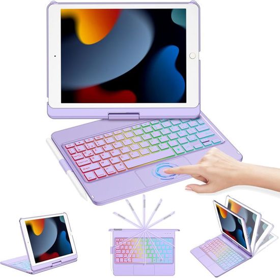 Étui Clavier Bluetooth Pour IPad 10,2" (9e/8e/7e Gen) - Clavier Amovible QWERTZ - Protection TPU - 13