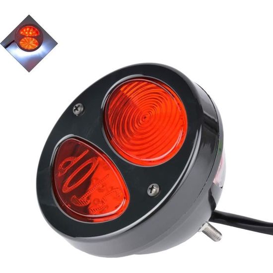Feu Arrière Stop Moto 12V - LED Rouge, étanche ABS, Facile à Installer - Compatible Moto Scooter Quad - 4