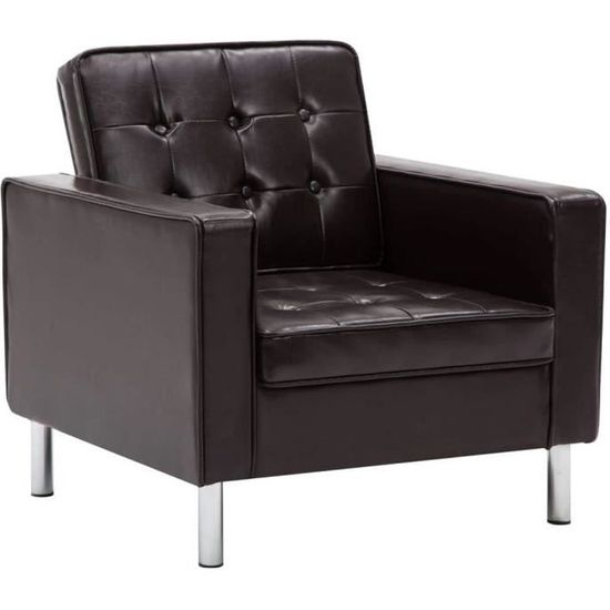 Fauteuil chaise siège lounge design club sofa salon revêtement simili-cuir marron 1102163/3