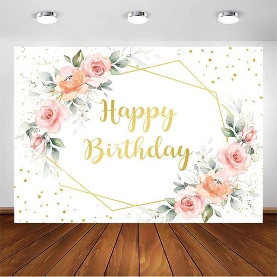 Toile De Fond Joyeux Anniversaire Or Vert 110x180cm - Bannière Décoration Fête Élégante
