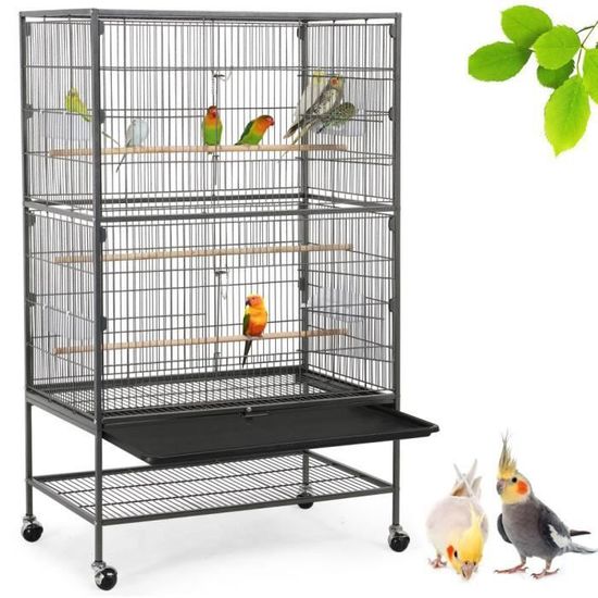 Yaheetech Grande Cage Oiseau sur Pied Volière Canaries Perroquet Grosses  Perruches Cacatoès Ara