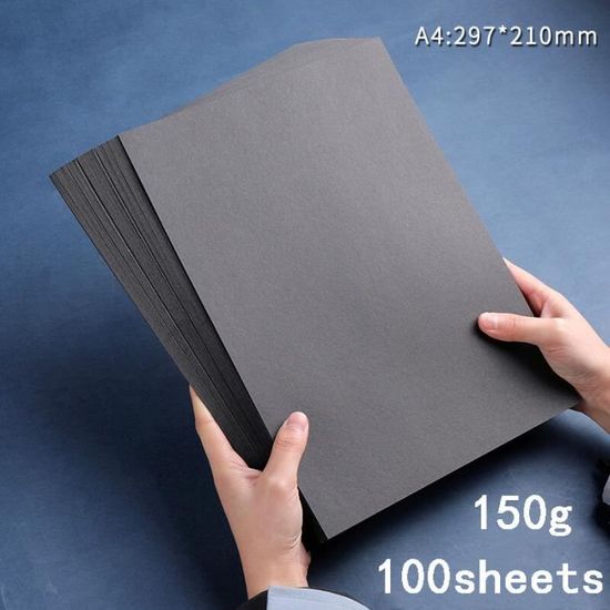 Papier Noir A4 150g - Lot De 50 Feuilles - Pour Dessin, Impression & DIY - Surface Mate - Idéal Scrapbooking