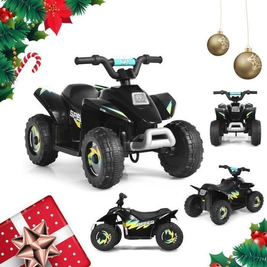 Quad électrique Enfant MAMIZO 6V – Vitesse 3 Km/h, Avec MP3 Et Phares, Pour Enfants De 3 à 8 Ans (charge 30 Kg), Noir