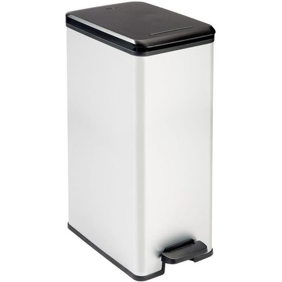 Poubelle à Pédale Addis 50 Litres - Couvercle Roll-top Gris Métallisé - Plastique Résistant