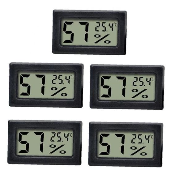 Chambre Thermomètre Hygromètre Mini Digital Humidity Meter Gauge Intérieur Noir Pour Baby Office Serre 5pcs