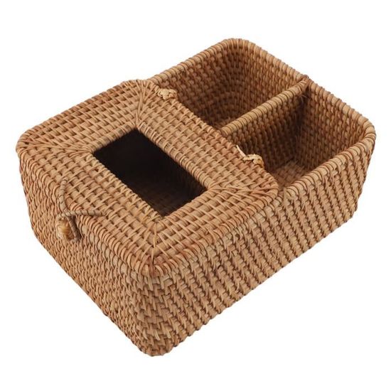 Housse De Boîte à Mouchoirs Carrée En Rotin Tissé à La Main, 14,5 X 14