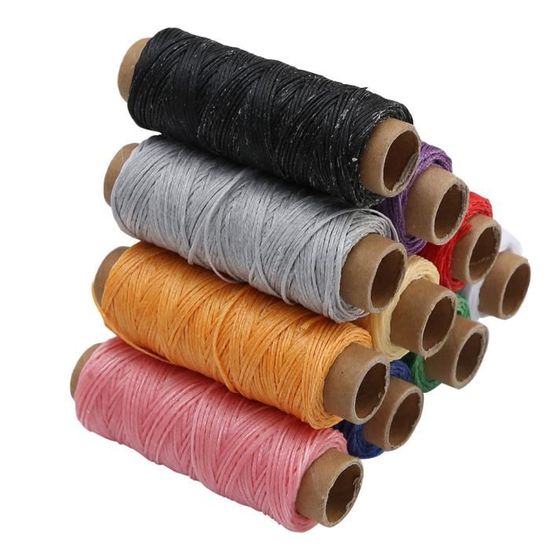 Lot De 12 Fils Cirés Ronds 0,8 Mm - 12 Couleurs Arc-en-ciel - 32 M Par Bobine - Pour Couture Cuir, Macramé, Bijoux