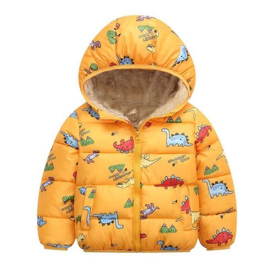 Ensemble Doudoune + Pantalon Bébé Hiver - Combinaison De Neige Capuche 2 Pièces, Jaune Chaud & Doux 12M-4 Ans