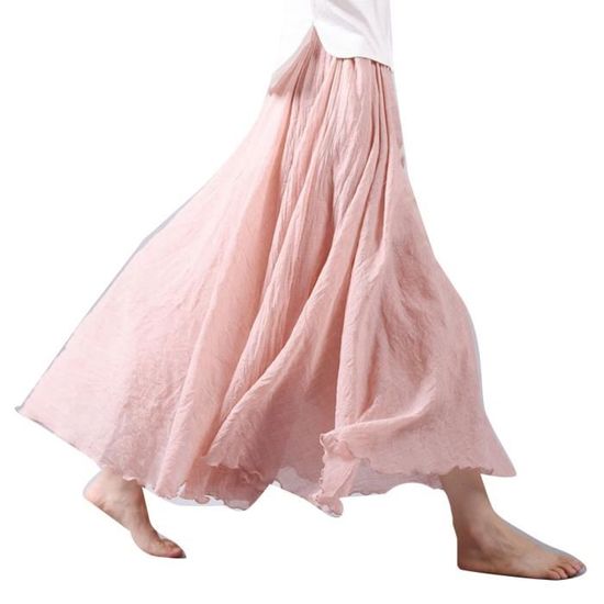 Jupe Et Spencer Corail Marks And Spencer – Taille 14 – Lin 100% – Évasée, Doublée – Occasion