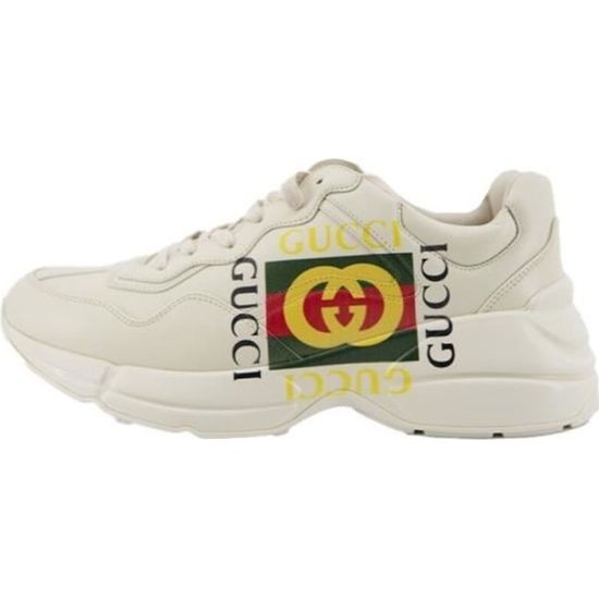 Basket Guccis Rhyton Homme Femme Gucci Chaussure Sneakers Blanc Cuir Lacets Blanc Cdiscount Chaussures