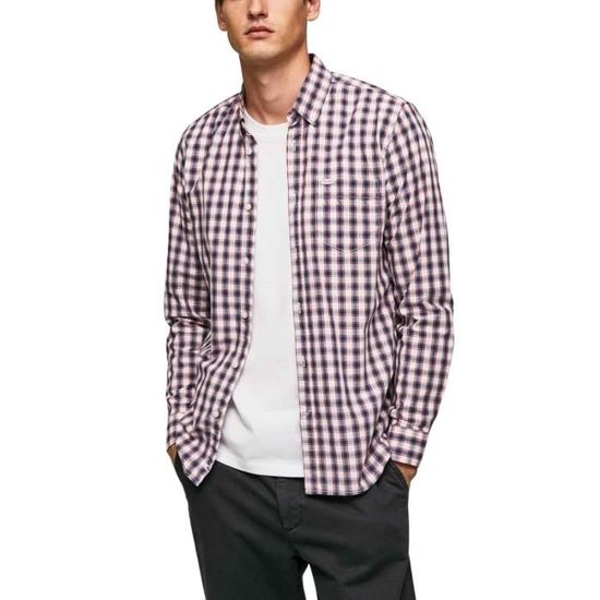 Chemise Homme Pepe Jeans Manches Courtes à Carreaux - Taille S Regular - 100% Coton - Neuf Avec étiquettes