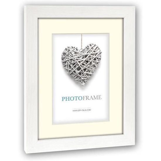 Cadre Photo Blanc 30x45 Cm Avec Passe-partout – Style Galerie, Finition Plexi Poli, Accrochage Horizontal Ou Vertical