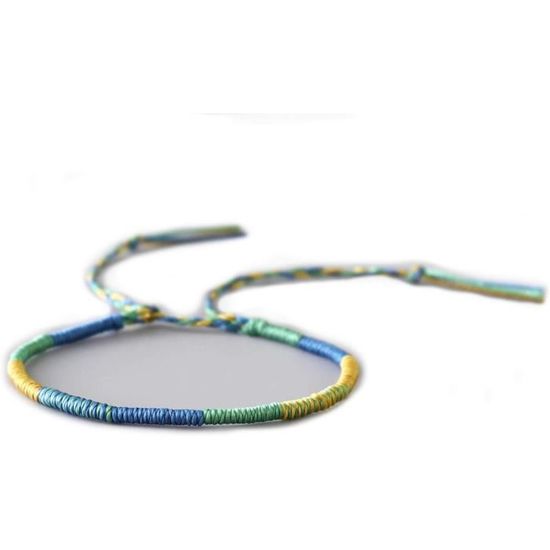 Bracelet Brésilien D'amitié En Fil De Coton Ciré Tressé - Charme Jaune - Neuf Sans Emballage