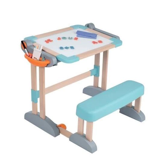 Smoby – Bureau Modulo Space 2 En 1 : Pupitre Et Tableau Double Face, Bois Et Plastique, Pliable, 80 Accessoires Inclus, Dès 3 Ans