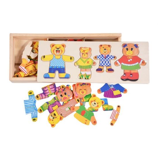 Téléphone Jouet En Bois Ours Dessin Animé - Jouet éducatif Pour Enfant 3 Ans Et Plus, Apprentissage Interactif, Portable - 3