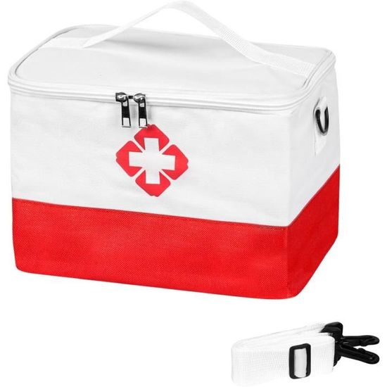 ISAKEN Sac De Rangement Médicaments, Sac D'urgence Vide Trousse Pharmacie De Voyage, Sac De Médecine Grande Capacité Pour Rangement Medicament Pour Bureau Maison Voyage Rouge-S L