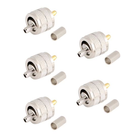 5PCS Connecteurs PL259 Mâles UHF 50 Ohm - Sertir Pour Câble Coaxial RG-213 LMR-400 RG8 RG59