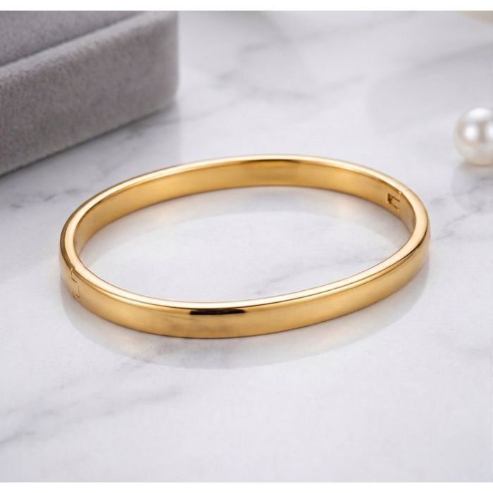 Bracelet - Jonc - Ovale - Rigide - Plaqué Or Jaune 750/1000 - 60 x 54 mm - Femme/Jeune Fille