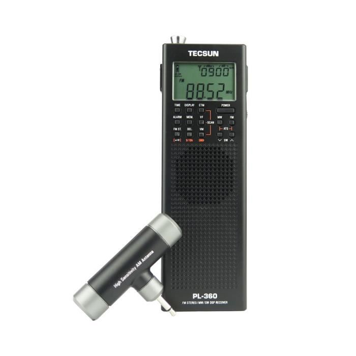 Radios portables,Radio de Campus de charge de semi conducteurs stéréo de poche pour personnes âgées Tecsun PL 360 - Type Black