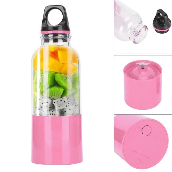 500 ML Électrique Presse-agrumes Tasse Portable Légumes Fabricant de Jus Rechargeable Smoothie Mélangeur (Rose 500ML)-MEY