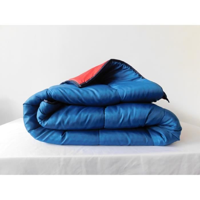 Couette Ultra Légère Bleu/Rouge - 1 personne - Spécial Eté - MORTREUX