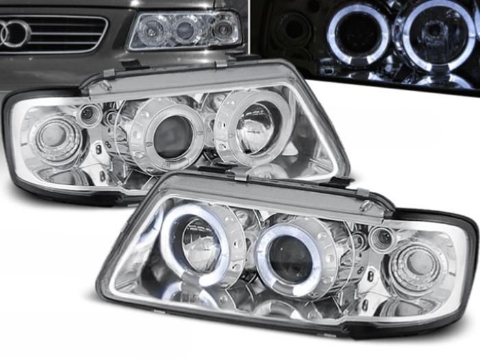Paire de feux phares Audi A3 8L 96-00 Angel eyes chrome