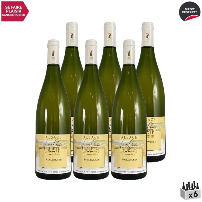 Alsace Tradition Edelzwicker Blanc 2019 - Lot de 6x75cl - Domaine Gueth - Vin AOC Blanc d' Alsace - Cépages Pinot Blanc, Pinot Gris,
