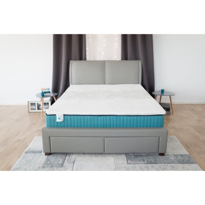 Surmatelas Confort 160x200 cm - mémoire de forme pyramidale - confort 7 zones - système ventilation naturelle