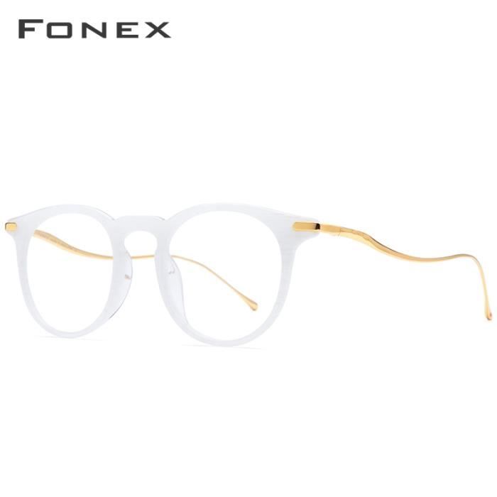 Montures de Lunettes de vue,FONEX B lunettes optiques en acétate de titane Monture hommes Vintage Prescription - Type WHITE