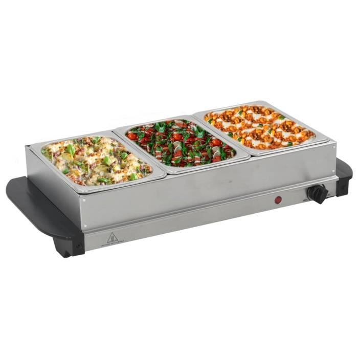 Magnifique Haute qualité- Serveur buffet Chauffe - Chauffe-Plats Chafing Dish Plaque Chauffante - Acier inoxydable 200 W 3x1,5