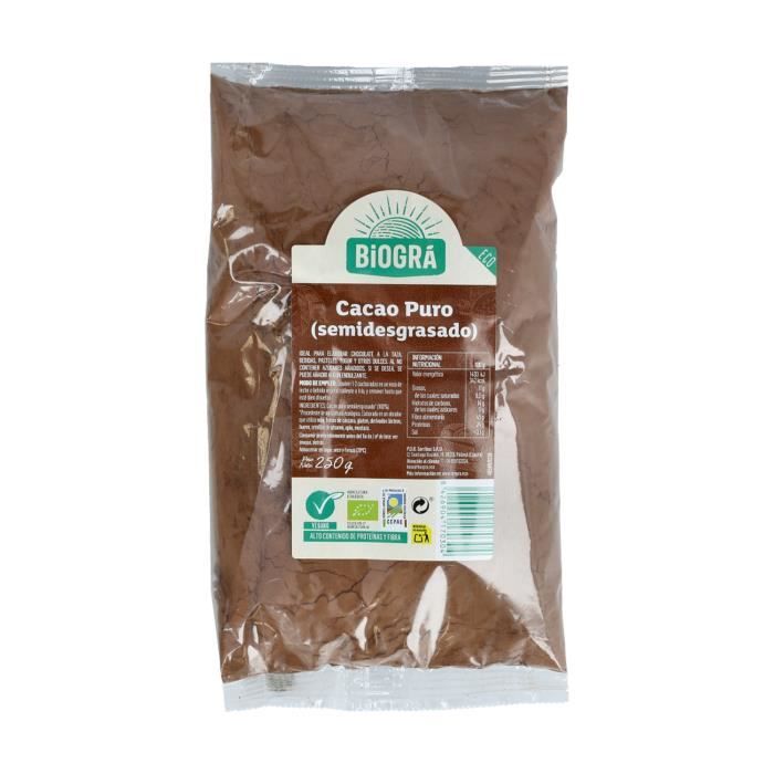 Biográ+Poudre de cacao biologique pure 250 g
