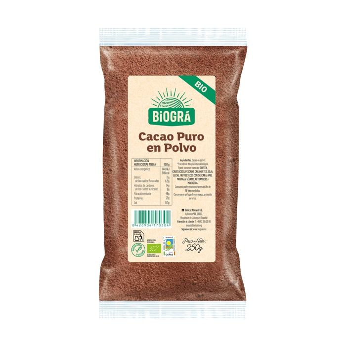 Biográ+Poudre de cacao biologique pure 250 g