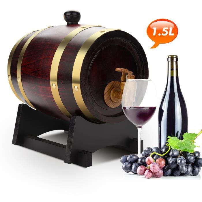 Tonneau de vin en bois de chêne vintage de 1,5 L pour bière Whisky Rum Port -CYA