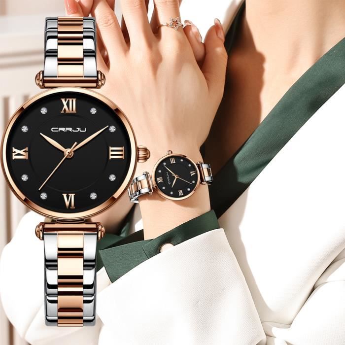 LINGYUE Montres femme luxe élégante montre-bracelet à quartz mince en acier inoxydable montre femme simple - cadeau