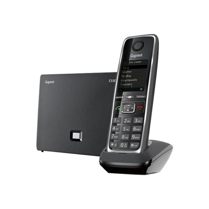 Gigaset C530 IP Téléphone sans fil-téléphone VoIP avec ID d'appelant-appel en instance DECT 6.0 SIP, RTP noir, argenté(e)