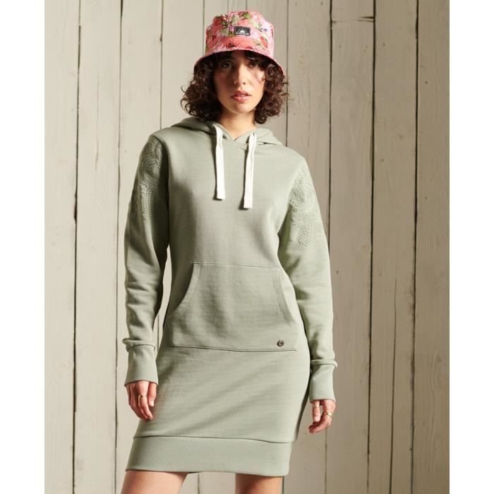 Robe sweat à capuche femme Superdry Bohemian - sauge sunken