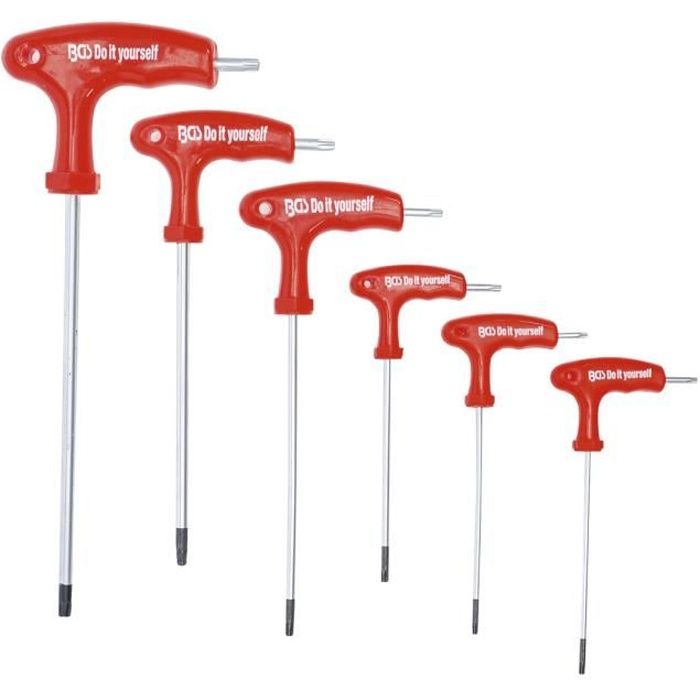 JEU DE 6 CLES TORX POIGNEE en T EXTRA LONGUES de T10 à T40
