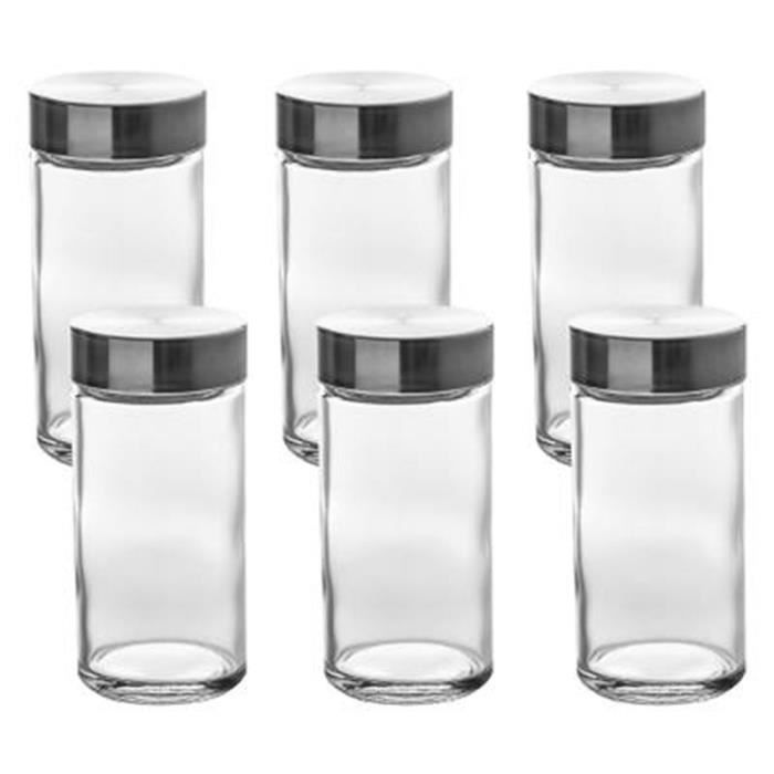 Lot de 6 Pots à Épices -Straight- 9cm Transparent