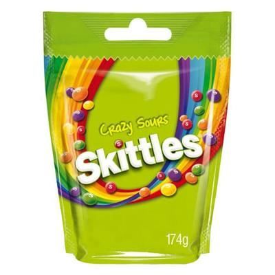 SKITTLES Bonbons Crazy Sours, goûts de fruits acidulés - 174 g