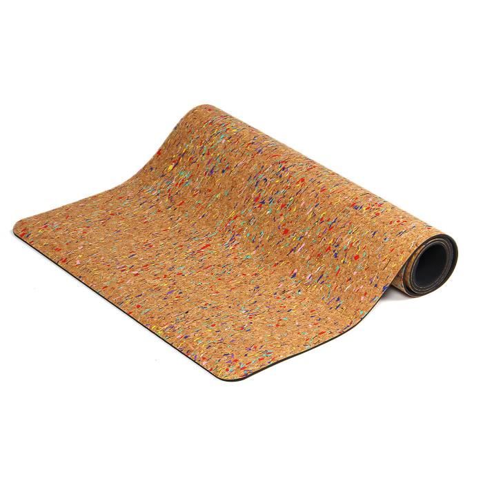 Tapis de Yoga 183x68cm Fitness Liège Naturel TPE 5mm Exercice Masseur Pilates Avec Sac