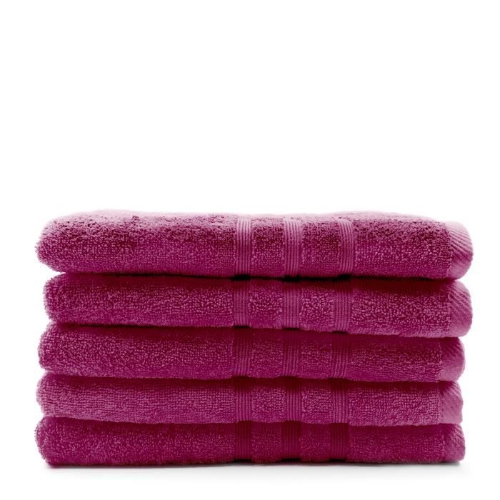 TODAY Lot de 5 Draps de bain Jus de myrtille - 70 x 130 cm - 100% coton TODAY