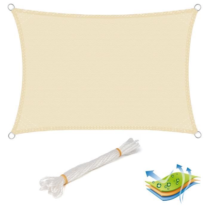 WOLTU Voile d’ombrage en HDPE,Rectangulaire ,4X6m,Crème