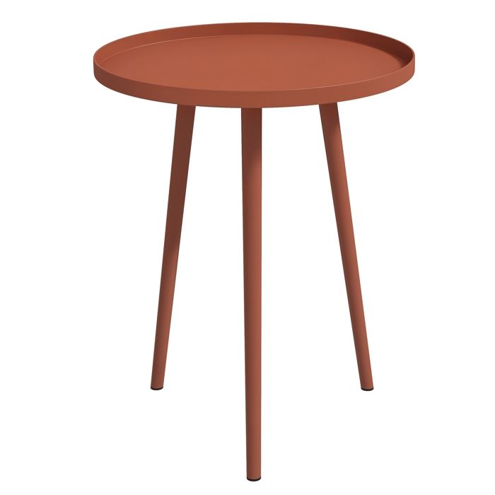Table basse de jardin ronde Outsunny table dappoint extérieur avec bord rond en acier dim. Ø40 x 50H cm rouge