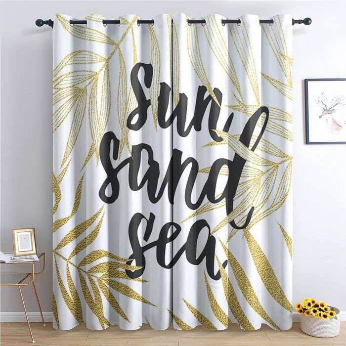Lot De 2 Rideau Occultant Feuilles Tropicales 2 Panneaux Impression 3D Rideaux Occultants Super Doux Isolés Thermiquement Rideaux Occultants Chambre Rideaux À U0152illets 280 X 180 Cm / (L) X (H